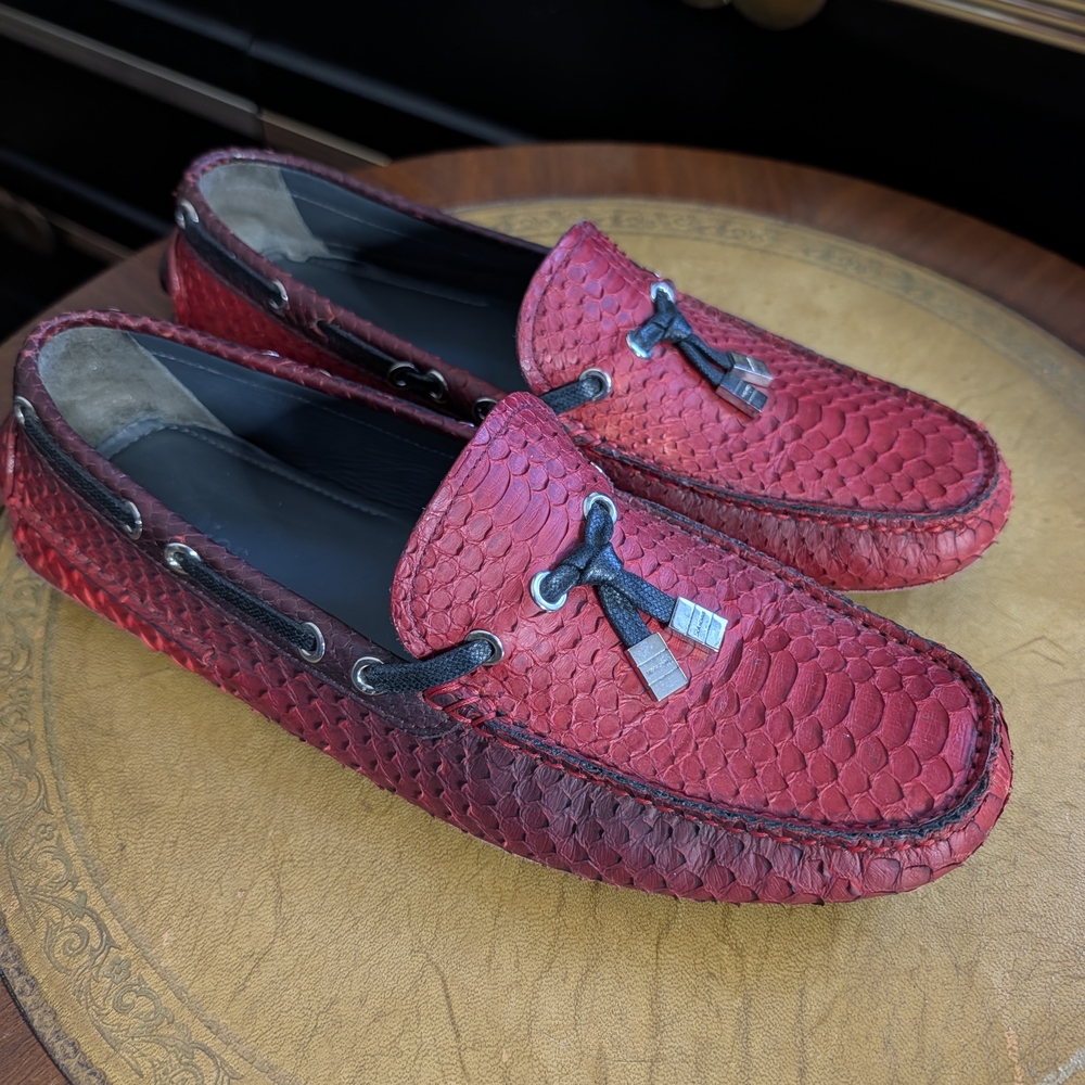DIOR HOMME Genuine Python KVA Snakeskin Tassel Driving Loafers 41 / 8
